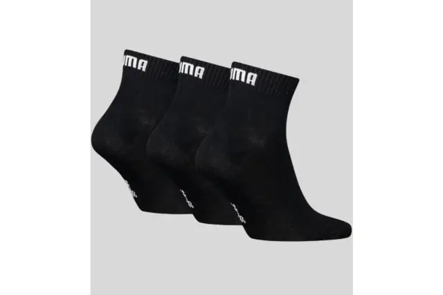 Puma Unisex Plain 3 Pack Quarter 3/4 Dobotex Socks Μαύρο 701230337-200 (Puma) - Large 2
