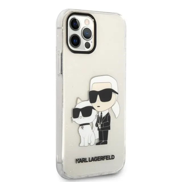 Karl Lagerfeld IML Glitter Karl and Choupette NFT Case for iPhone 12/12 Pro Transparent 3