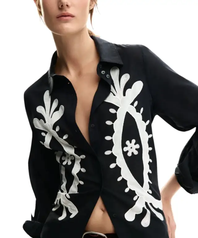 Desigual - Γυναικείο Πουκάμισο Flora 26SWCW08-2000 Μαύρο 3