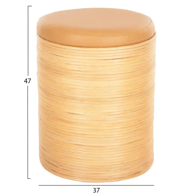 ΣΚΑΜΠΟ FB99886 ΦΥΣΙΚΟ RATTAN-ΚΑΘΙΣΜΑ ΑΠΟ PU ΜΠΕΖ Φ37x47Υεκ. 2