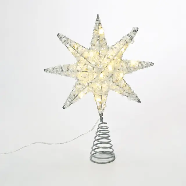 ΚΟΡΥΦΗ ΔΕΝΤΡΟΥ ΑΣΤΕΡΙ ΑΣΗΜΙ ΜΕ ΚΛΩΣΤΕΣ 1 20 MINI LED ΘΕΡΜΟ ΛΕΥΚΟ ΜΠΑΤΑΡΙΑΣ 3xAA IP20 280x50x200mm / X112011281