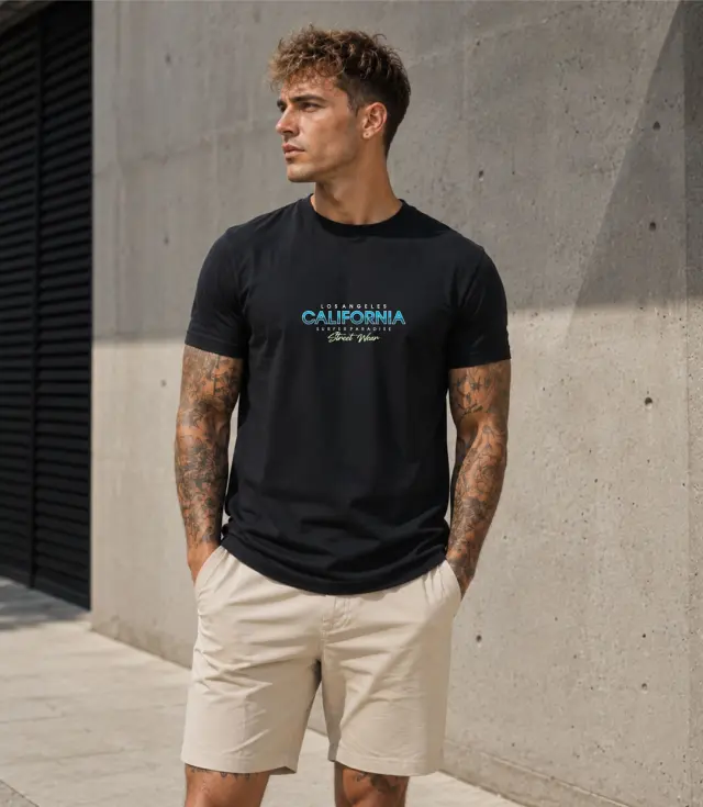 T-shirt Noshame® Μαύρο με τύπωμα California - 3026065 - XXL