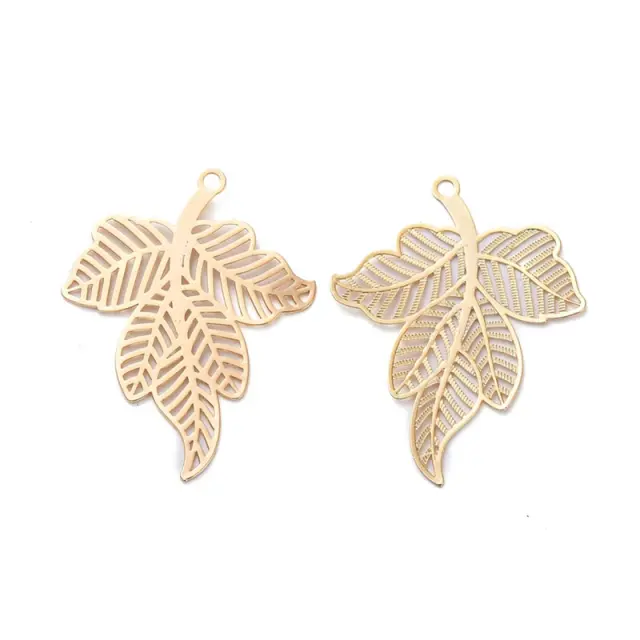 Μεταλλικό Διακοσμητικό Etched Leaf 31x24.2x0.2mm - K18 Gold Plated - 5τεμ