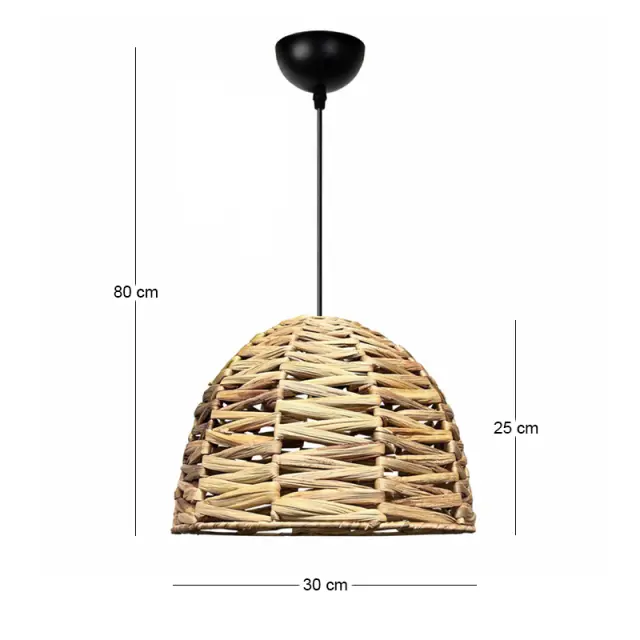 Φωτιστικό οροφής Kimi Megapap E27 wicker μονόφωτο χρώμα φυσικό Ø30x80εκ. 3