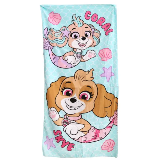 Paw Patrol Mermaid Μπλε πετσέτα θαλάσσης 60x120 cm (Fast Dry) Μπλε