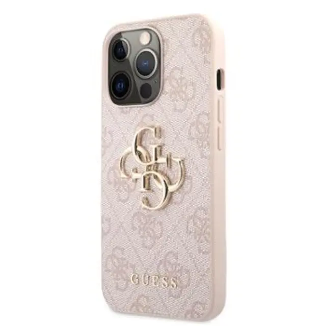 Guess PU 4G Metal Logo Case for iPhone 13 Pro Pink