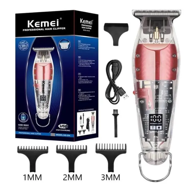Kemei Επαναφορτιζόμενη Κουρευτική Μηχανή Ροζ NG-204 2