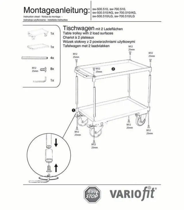 Variofit sw-500.510/AG Τρόλεϊ Μεταφοράς 2 Επιπέδων για Φορτίο Βάρους ως 400kg 2
