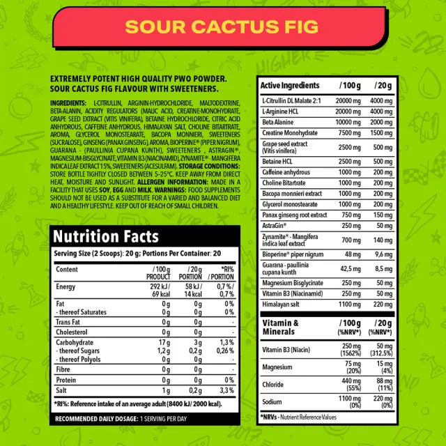 Nanosupps Crave For Rush Preworkout Cactus Fige, 400 g 2