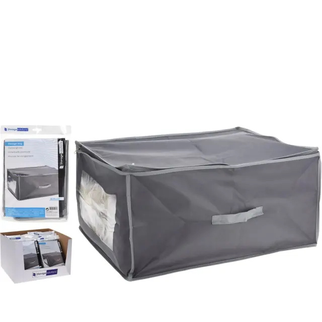 Θήκη Αποθήκευσης Non Woven 80g/m² Με Φερμουάρ Και Παράθυρο 60x45x30cm