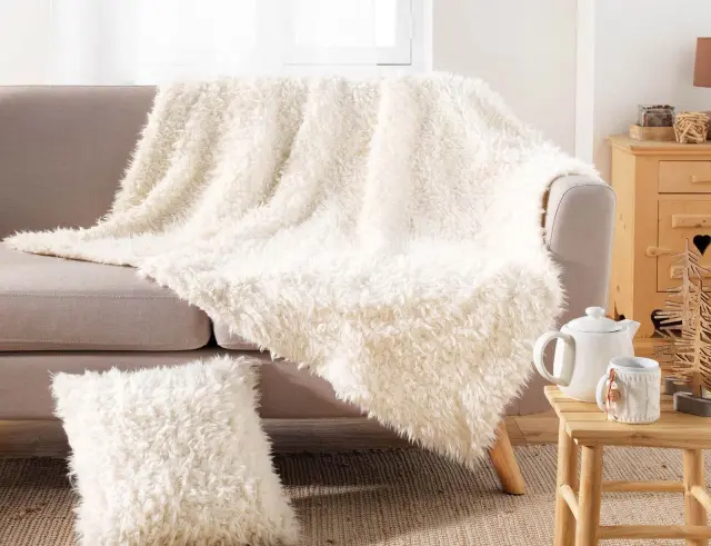 Κουβέρτα Mouton Douceur d'intérieur με εσωτερική επένδυση fleece και διαστάσεις 180x220cm - White 1609567