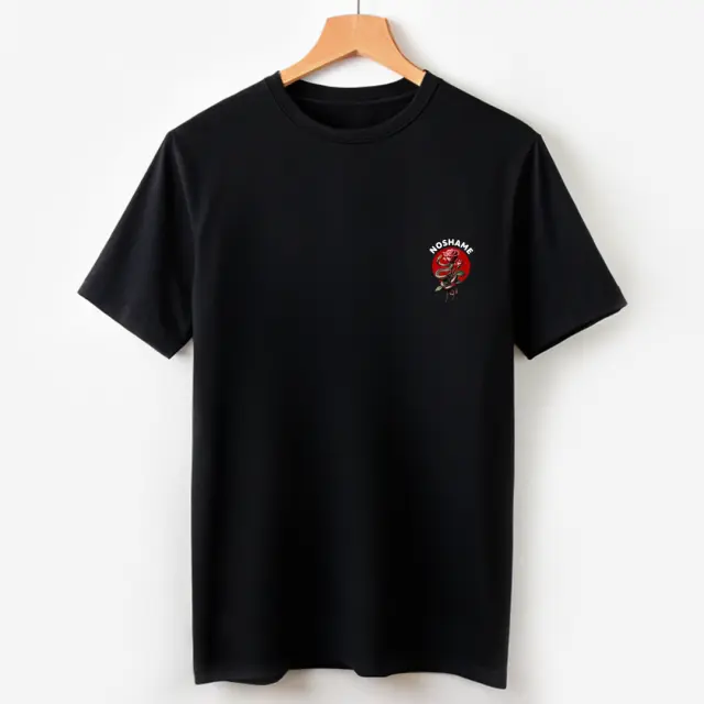 T-shirt Noshame® Μαύρο με τύπωμα Rose - 132572 - XXL