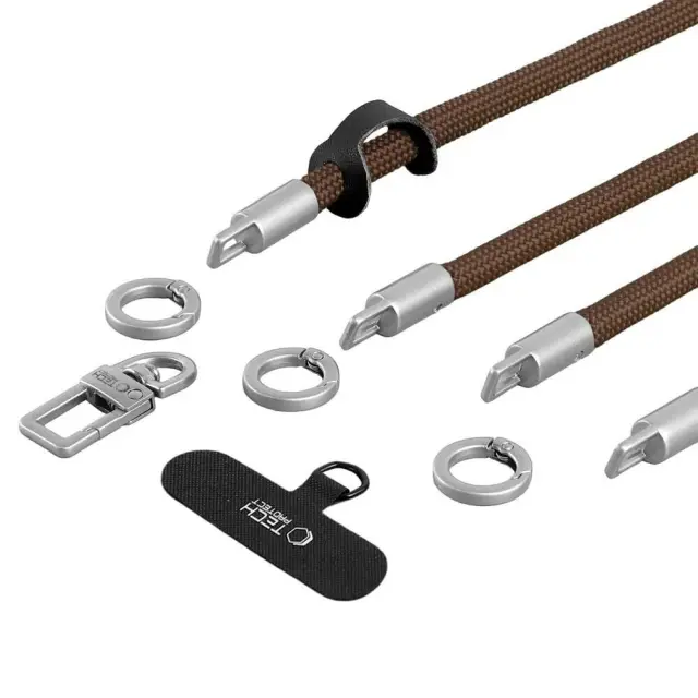 Tech-protect C10s Rope Crossbody & Wrist Walnut Brown/titanium 2