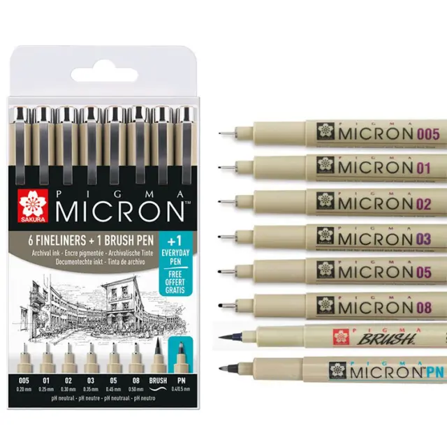 Σετ Μαρκαδόροι Sakura Pigma Micron - 7τεμ + 1 Δώρο