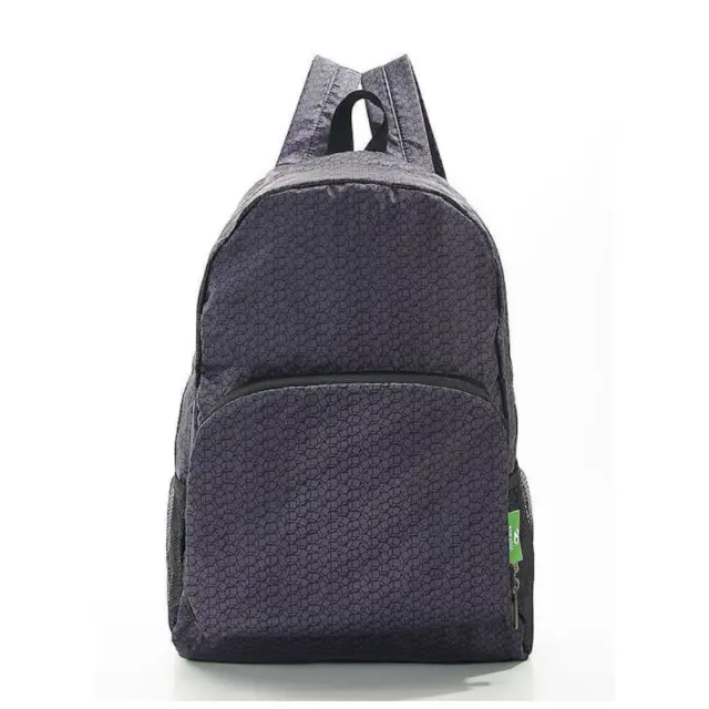 Eco Chic Αναδιπλούμενο Σακίδιο Πλάτης / Recycled Foldable Backpack (10 σχέδια) Black cubes