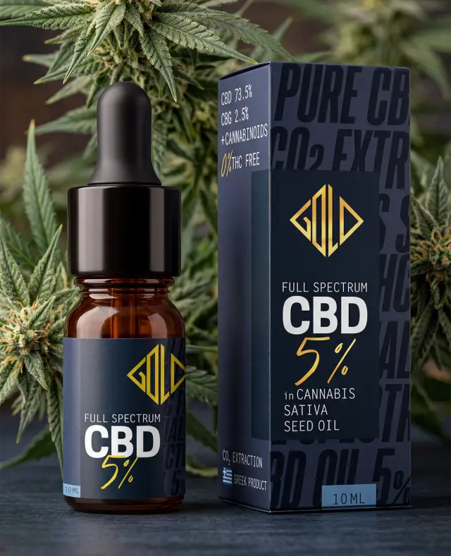 CBD 5%, Full spectrum extract Έλαιο Κάνναβης, 10 ml, Gold Touch Nutrition 2