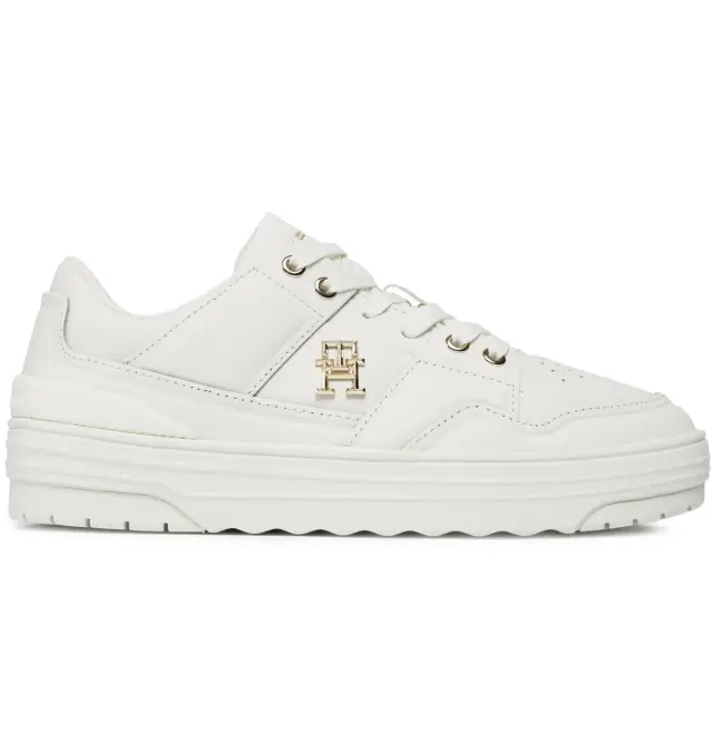Tommy Hilfiger - Δερμάτινα Γυναικεία Sneakers Th Monogram Basket Sneaker Lo FW0FW07756-YBL Εκρού - 36