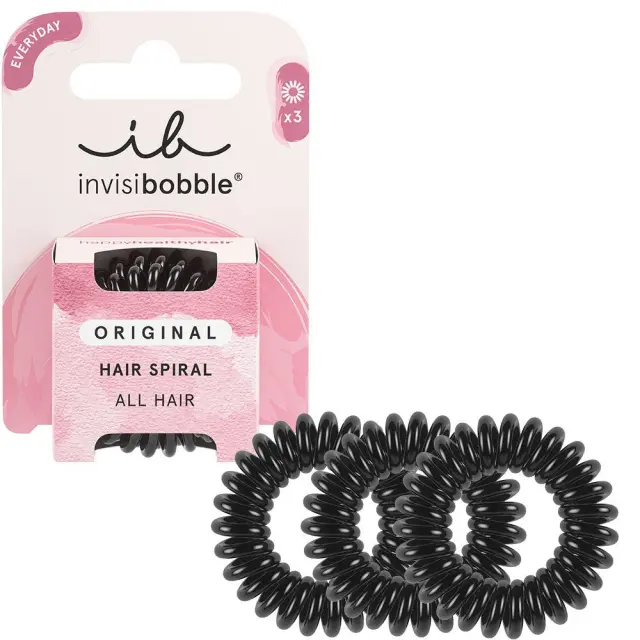 Invisibobble Original True Black Original Spiral Λαστιχάκι Μαύρο Χωρίς Σημάδια 3τμχ
