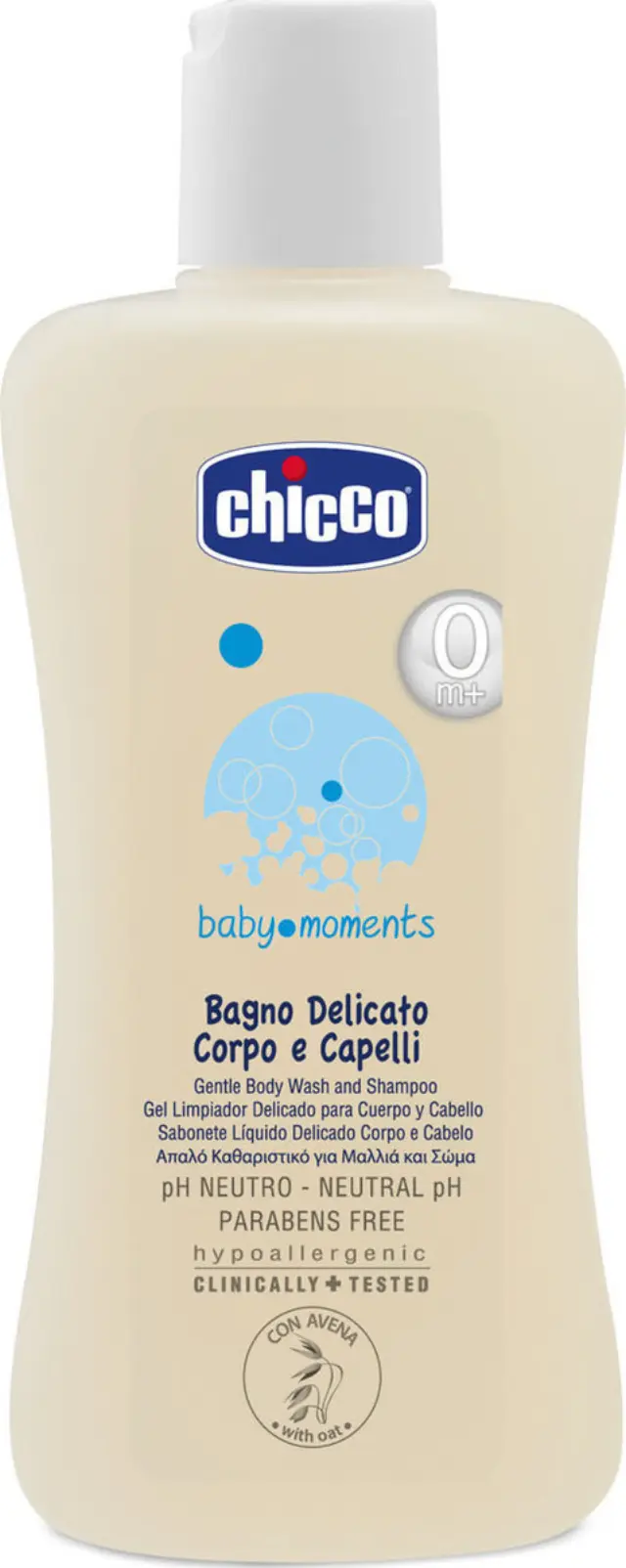 Chicco Baby Moments Απαλό Αφρόλουτρο-Σαμπουάν 0m+ 200ml
