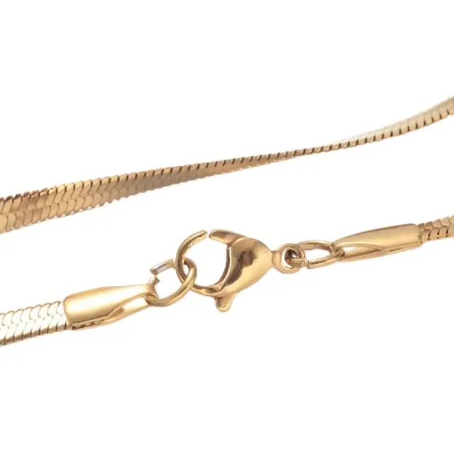 Αλυσίδα Κολιέ Snake 3x0.7mm Έτοιμη 45cm με Κούμπωμα Καβουράκι - Ανοξείδωτο Ατσάλι 304 Golden - 1τεμ
