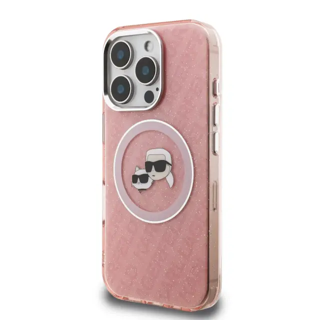 Karl Lagerfeld IML K&CH Heads Repeated Logo MagSafe Case for iPhone 16 Pro Max Pink 2
