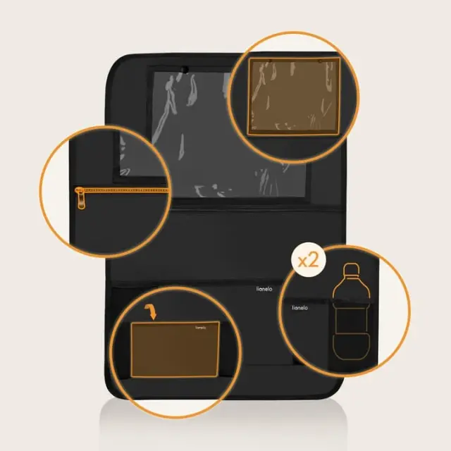 Lionelo Seat Organizer Οργανωτής καθισμάτων αυτοκινήτου 5 τσέπες 60 x 42 cm Gray 2
