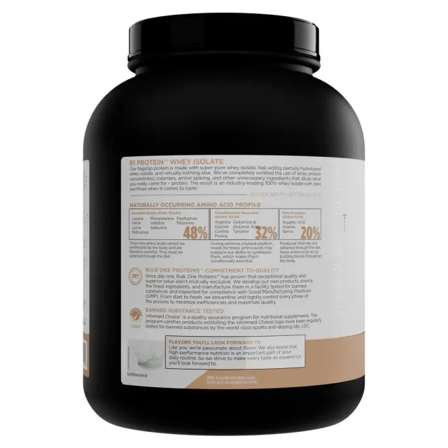 Rule1 Naturally Flavored R1 Protein Whey Isolate Naturally Unflavored, 4 lbs 3