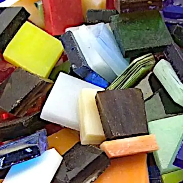 Γυάλινη Ψηφίδα Tiffany Glass 15x15mm - T199 Multicolour Mix - 200gr