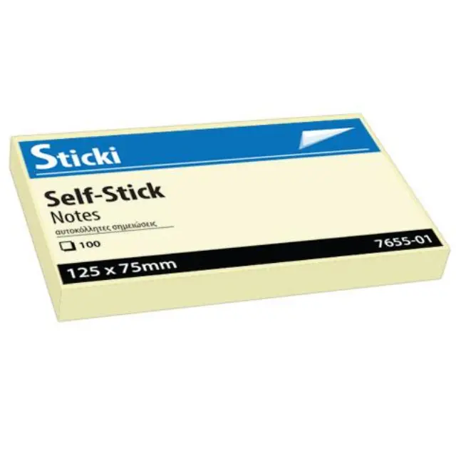 Αυτοκόλλητα χαρτάκια Sticki Κίτρινα 75x125mm 100φ 7655-01