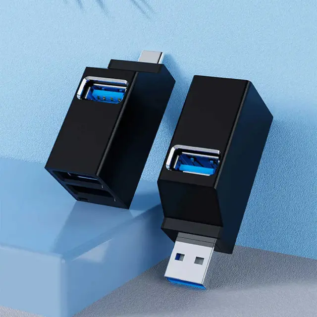 Techsuit - Mini Docking Station EchoLink 3 in 1 (H11) - USB to 2x USB 2.0, 1x USB 3.0, 5Gbps - Black 3