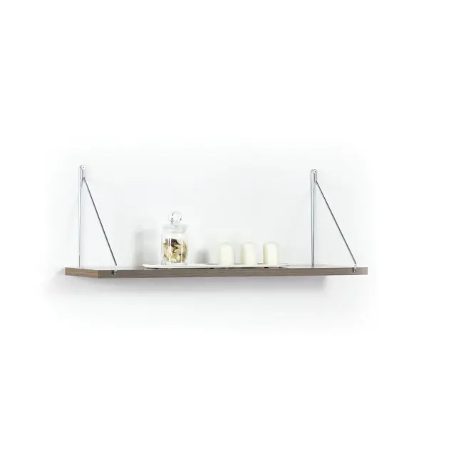 Ράφι Τοίχου PALMER Καρυδί/Χρώμιο 72x20x27cm 2