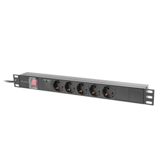 Lanberg PDU 19" 1U 16A 2m 5x Schuko Outlets Black (PDU-05F-0200-BK)