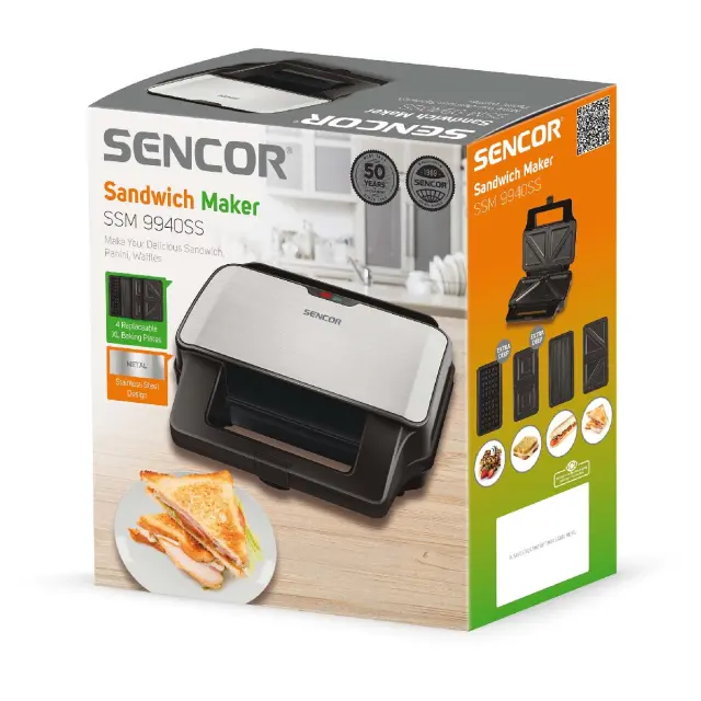 Τοστιέρα Sencor SSM 9940SS με 4 Αποσπώμενες Πλάκες CoolTouch Ασημί 2