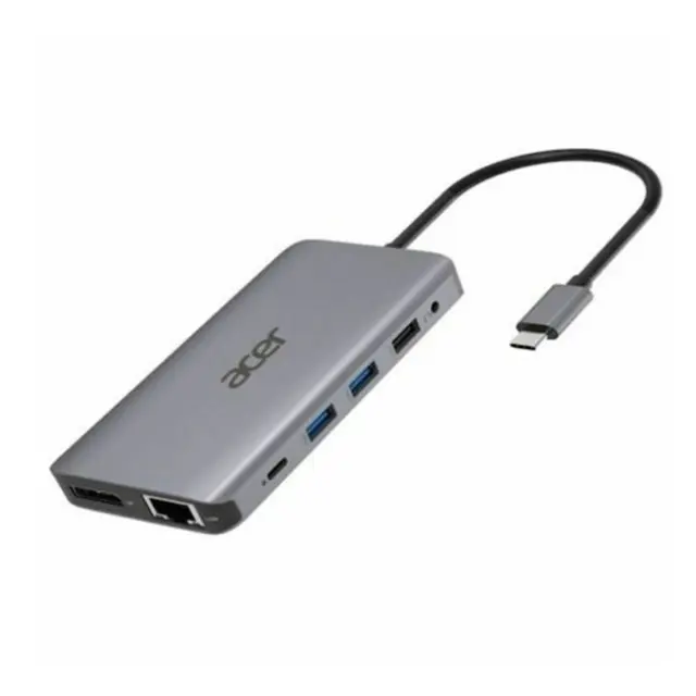 Acer USB-C Docking Station με HDMI 4K PD Ethernet και συνδεση 2 Οθονών Ασημί (HP.DSCAB.009)