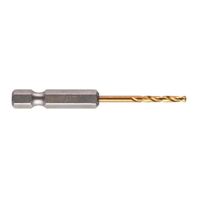 Τρυπάνι Αέρος Τιτανίου 1/4" Φ2.5mm MILWAUKEE HSS-G TIN RED HEX Σετ 2Τμχ