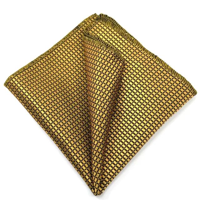 Γραβάτα Microfiber σε Χρυσαφί Μοτίβο Σετ με Μαντηλάκι 3