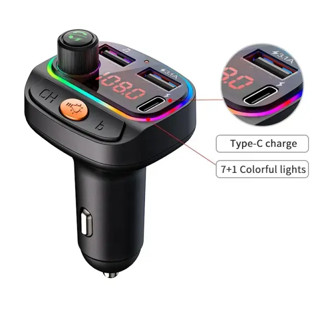 Πομπός αυτοκινήτου φορτιστής - FM Transmitter car MP3 player C15 RGB 2