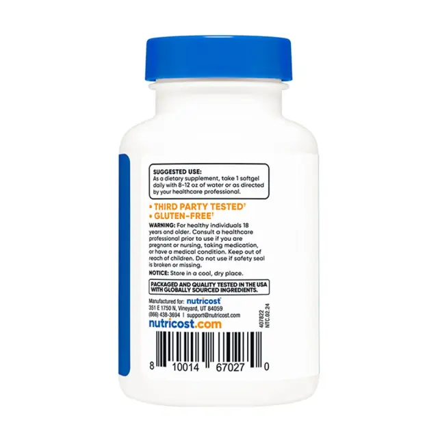 Nutricost Biotin with Coconut Oil Softgels 5000 mcg 3
