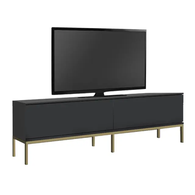 Έπιπλο τηλεόρασης Lord Megapap χρώμα μαύρο - χρυσό 180x30x47εκ.