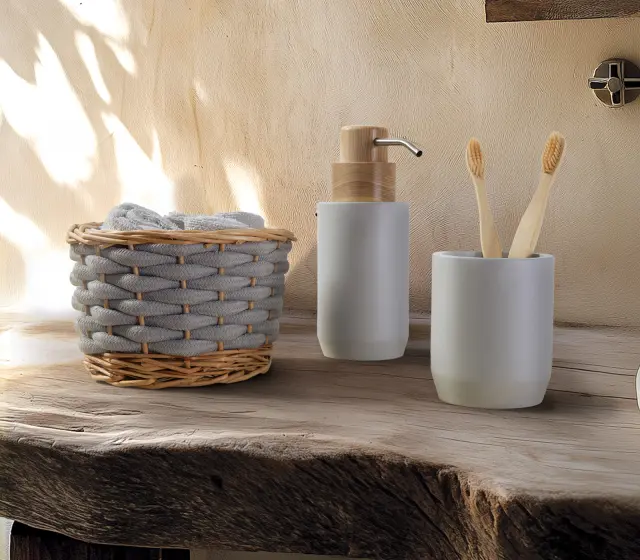 Nef-Nef Homeware Ποτήρι Μπάνιου Polyresin Feran 7,8x9,5 Grey 3