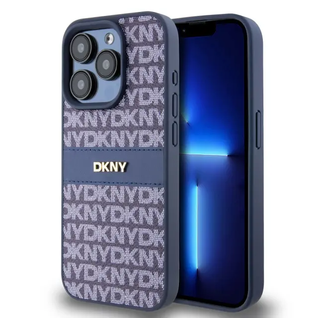 DKNY® Repeat Pattern Tonal Stripe Θήκη για iPhone 15 Pro- Blue
