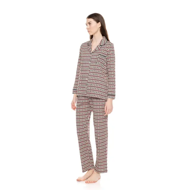 Γυναικεία πυτζάμα κουμπωτή Forest Green Geo W1559 Τύπος Pink Label 2