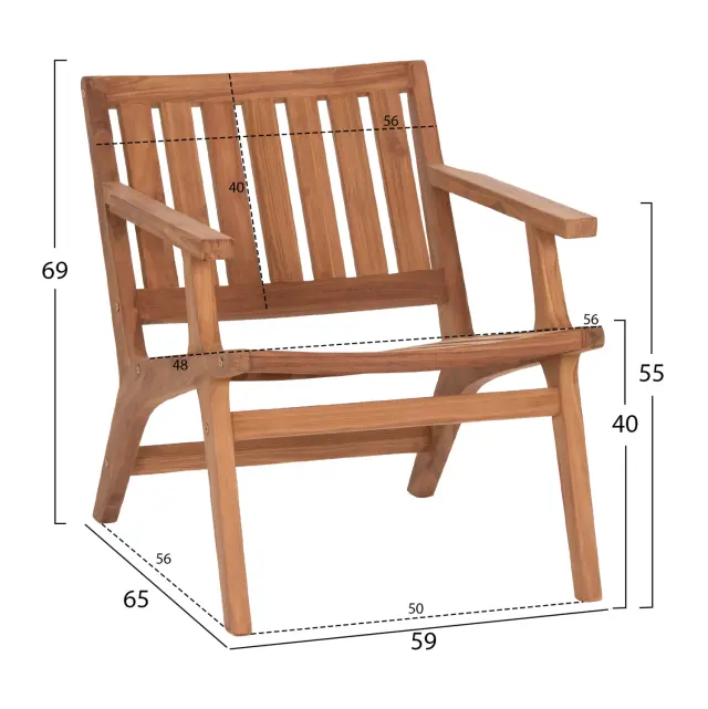 ΠΟΛΥΘΡΟΝΑ LOUNGE FB96617 ΞΥΛΟ TEAK ΣΕ ΦΥΣΙΚΟ 65x76x70Υεκ. 2