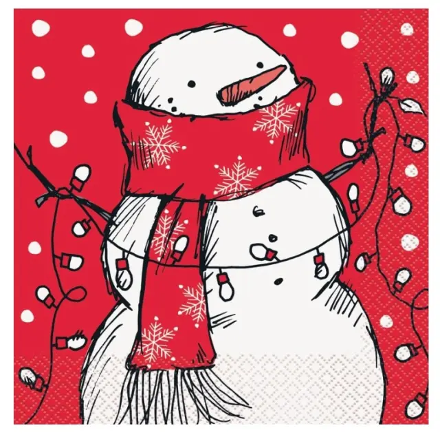 Χαρτοπετσέτες Φαγητού Χιονάνθρωπος Red Stripes Snowman / 16 τμχ