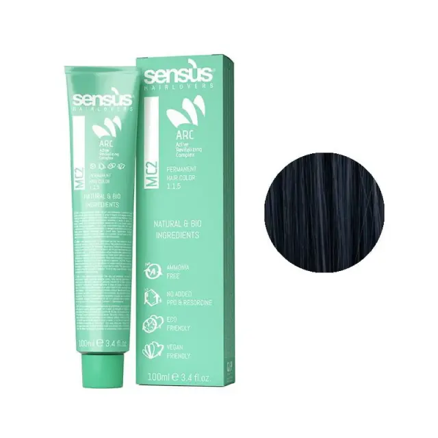 Sensus MC2 Permanent Hair Color 1.11 Black Blue 100ml - (μόνιμη βαφή χωρίς αμμωνία μαύρο μπλε)