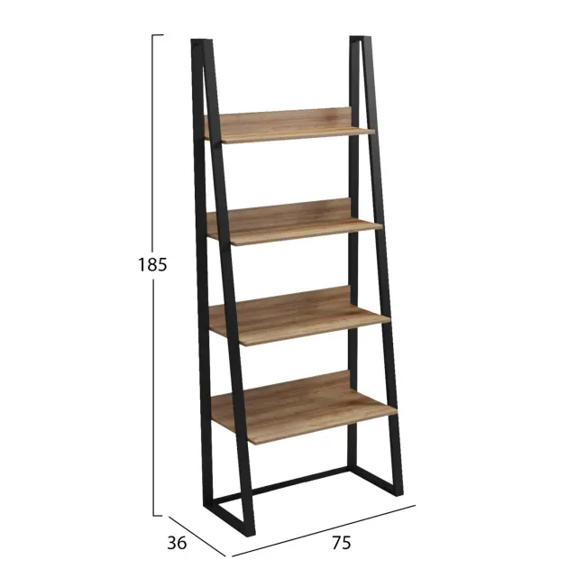 ΡΑΦΙΕΡΑ FB918376.01 ΜΕΤΑΛΛΟ--ΜΕΛΑΜΙΝΗ ΣΕ OAK 75x36x185Υεκ. 2