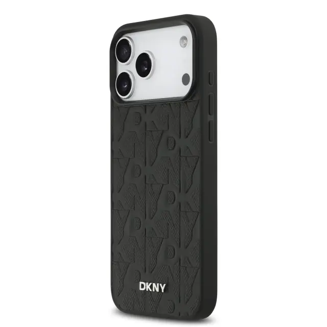 DKNY PU Leather Grid Pattern Magsafe Case for iPhone 17 Pro Max Black 2