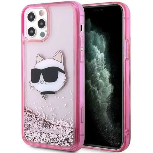 Karl Lagerfeld Glitter Choupette Head Back Cover Ροζ (iPhone 12 / 12 Pro)