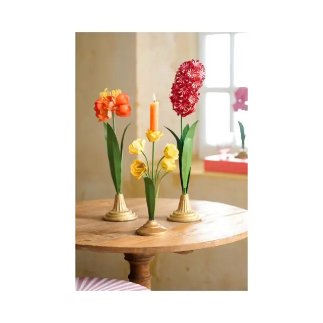 Pip Studio Μεταλλικό Κηροπήγιο / Metal Candle Holder: Yellow Flower (27,5cm) 3