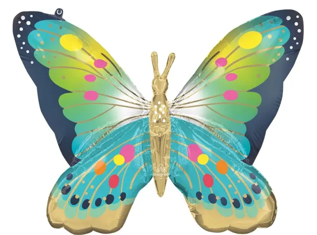 Μπαλόνι Φοιλ Σχήμα Πεταλούδα 76 x 68 εκ - Vibrant Blue Satin Butterfly